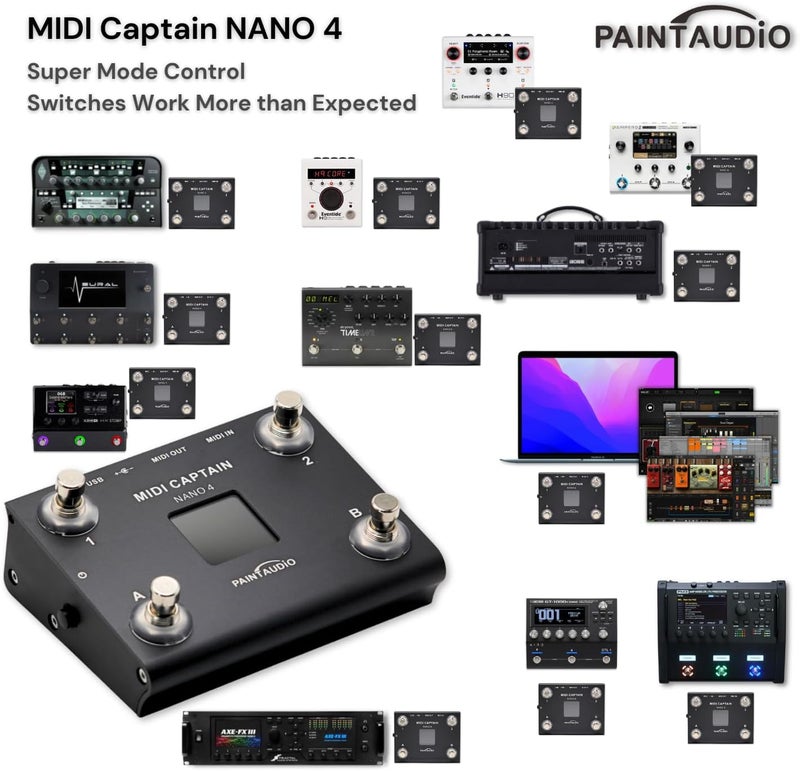 PAINTAUDIO Paint Audio MIDI Captain NANO 4 Foot Controller Multi-Effects Keyboards Synthesizer USB-MIDI DAW DSP Software USB-HID Support Multi-state Switch Cycling (MIDI Captain NANO 4) - Image 2